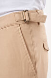  Erkek AÇIK KAHVE Yazlık Pileli Slim Fit Chino Pantolon