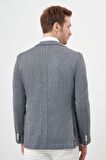  Erkek Gri Örme Slim Fit Torba Cep Mono Yaka Spor Ceket