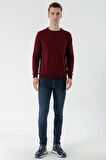  Erkek Koyu Bordo Basic Bisiklet Yaka Dynamic Fit Rahat Kesim Triko
