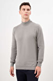  Erkek Gri Basic Yarım Balıkçı Yaka Dynamic Fit Rahat Kesim Triko