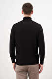  Erkek Siyah Basic Balıkçı Yaka Dynamic Fit Rahat Kesim Triko
