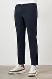  Erkek Lacivert Poliviskon Trend Çizgili Slim Fit Örme Spor Pantolon