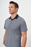  Erkek Lacivert Trend Cepli Polo Yaka T-Shirt