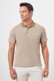  Erkek Bej Trend Cepli Polo Yaka T-Shirt