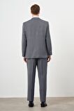  Erkek Füme Poliviskon Trend Desenli Dynamic Fit Mono Yaka Takım Elbise