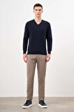  Erkek Lacivert Basic V Yaka Dynamic Fit Rahat Kesim Triko