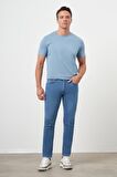  Erkek Mavi Denim 5 Cep Slim Fit Jean Kot Pantolon