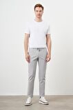  Erkek Gri Pamuk Keten Trend İpli Jogger Slim Fit Spor Pantolon