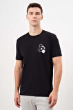  Erkek Siyah Trend Süprem Baskılı Bisiklet Yaka Dynamic Fit T-Shirt
