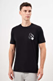  Erkek Siyah Trend Süprem Baskılı Bisiklet Yaka Dynamic Fit T-Shirt