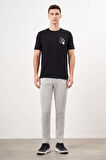  Erkek Siyah Trend Süprem Baskılı Bisiklet Yaka Dynamic Fit T-Shirt