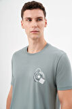  Erkek Yeşil Trend Süprem Baskılı Bisiklet Yaka Dynamic Fit T-Shirt