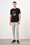  Erkek Siyah Trend Süprem Baskılı Bisiklet Yaka Dynamic Fit T-Shirt
