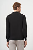  Erkek Siyah Basic Polo Yaka Dynamic Fit Rahat Kesim Triko