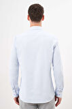  Erkek A. MAVİ Basic Düz Desen İtalyan Yaka Slim Fit Gömlek
