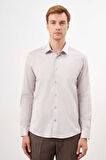  Erkek Taş Pamuk Düz Desen Sert Yaka Slim Fit  Gömlek