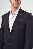  Erkek Siyah Poliviskon Slim Fit Mono Yaka Klasik Ceket