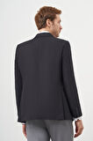  Erkek Siyah Poliviskon Slim Fit Mono Yaka Klasik Ceket