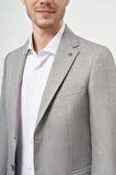  Erkek Gri Poliviskon Slim Fit Mono Yaka Klasik Ceket