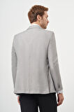  Erkek Gri Poliviskon Slim Fit Mono Yaka Klasik Ceket