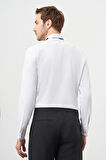  Erkek Beyaz Manşetli Slim Fit Ata Yaka Gömlek