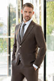  Erkek KAHVE Trend Slim Fit Mono Yaka Takım Elbise