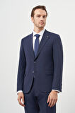  Erkek Lacivert Yün Slim Fit Mono Yaka Takım Elbise