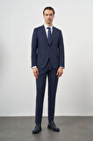  Erkek Lacivert Yün Slim Fit Mono Yaka Takım Elbise