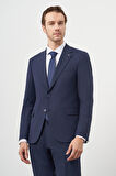  Erkek Lacivert Yün Slim Fit Mono Yaka Takım Elbise