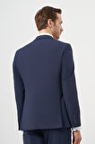  Erkek Lacivert Yün Slim Fit Mono Yaka Takım Elbise