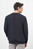  Erkek Lacivert Basic Bisiklet Yaka Sweat-Shirt