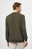  Erkek Haki Basic Bisiklet Yaka Sweat-Shirt