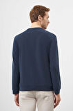  Erkek Lacivert Trend Bisiklet Yaka Sweat-Shirt