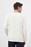  Erkek Ekru Trend Bisiklet Yaka Sweat-Shirt