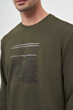  Erkek Haki Trend Bisiklet Yaka Sweat-Shirt