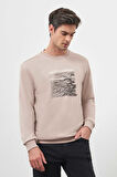  Erkek Taş Trend Bisiklet Yaka Sweat-Shirt