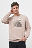  Erkek Taş Trend Bisiklet Yaka Sweat-Shirt