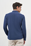  Erkek Lacivert Trend Slim Fit İtalyan Yaka Gömlek