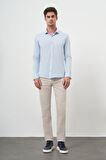  Erkek A. MAVİ Trend Slim Fit İtalyan Yaka Gömlek
