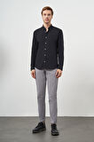  Erkek Siyah Pamuk Trend Düğmeli Yaka Dynamic Fit Gömlek