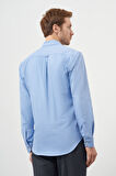  Erkek Mavi Pamuk Trend Dynamic Fit Düğmeli Yaka Gömlek