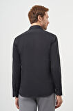  Erkek Siyah Basic Slim Fit İtalyan Yaka Gömlek