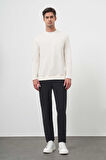  Erkek Kremrengi Basic Dynamic Fit Bisiklet Yaka Sweet Shirt