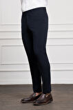  Erkek Lacivert Poliviskon Basic Slim Fit Dar Kesim Classic Pantolon
