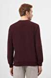  Erkek Bordo Trend Bisiklet Yaka Sweat-Shirt