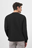  Erkek Siyah Bisiklet Yaka Dynamic Fit Rahat Kesim Sweatshirt