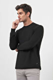  Erkek Siyah Bisiklet Yaka Dynamic Fit Rahat Kesim Sweatshirt