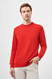  Erkek Kırmızı Bisiklet Yaka Dynamic Fit Rahat Kesim Sweatshirt