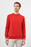  Erkek Kırmızı Bisiklet Yaka Dynamic Fit Rahat Kesim Sweatshirt