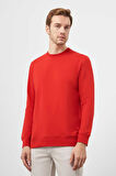  Erkek Kırmızı Bisiklet Yaka Dynamic Fit Rahat Kesim Sweatshirt